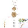 Euro Style Coin Pendant Necklace With Multilayer Water Wave Chain For Women Men