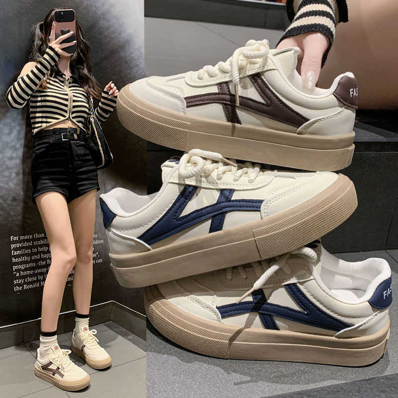 Casual style platform white shoes women's spring 2025 new sports board shoes popular fried street German training shoes ins tide