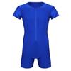 Men's One Piece Short Sleeve Front Zipper Leotard Bodysuit Wrestling Singlet Jumpsuit Romper