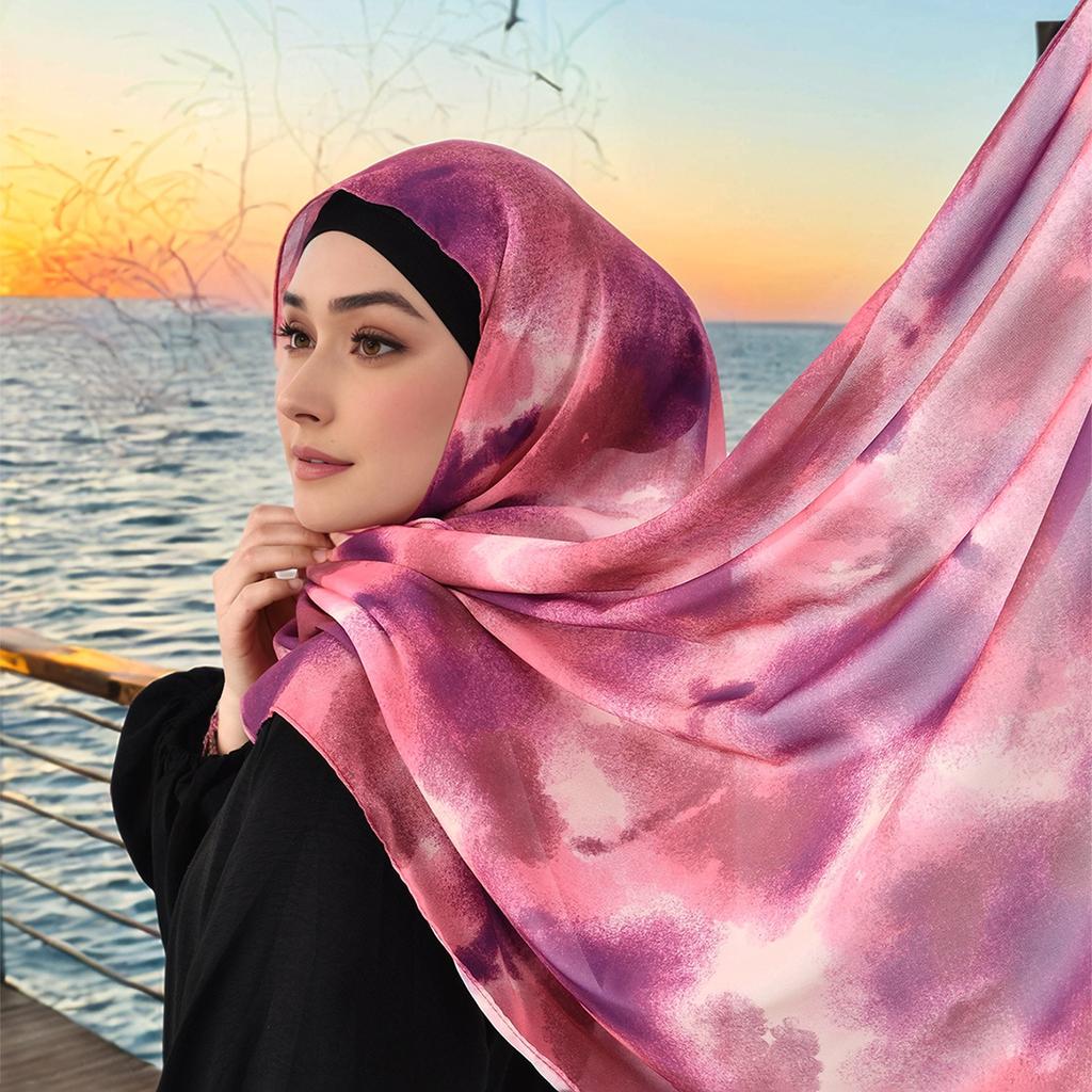 New Chiffon Printing Digital Printing Long Scarf Turkey Middle East Scarf Malaysia Indonesian Women Ethnic Headscarf