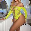 Hot Diamond Bikini Sexy Perspective Sex Underwear Plus Diamond Yellow Long Sleeve Temptation Hollow Mesh