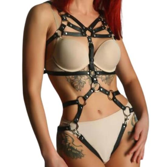 MONEON Bondage Hardcore Costume Cosplay Restraint Belt Sexy Harness Faux Leather Soft SM Goods Dominatrix Costume Restraint Clothing Bondage Extreme