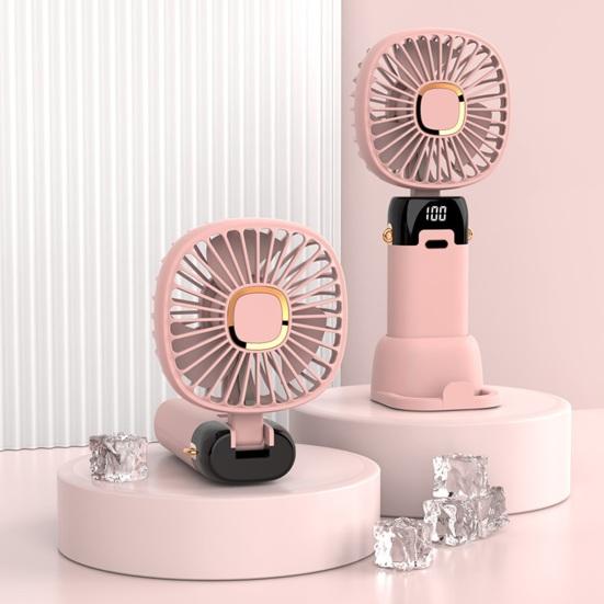 Portable Handheld Fan with Digital Display 90-degree Adjustable 5 Speeds Low Noise Foldable Design Personal Fan