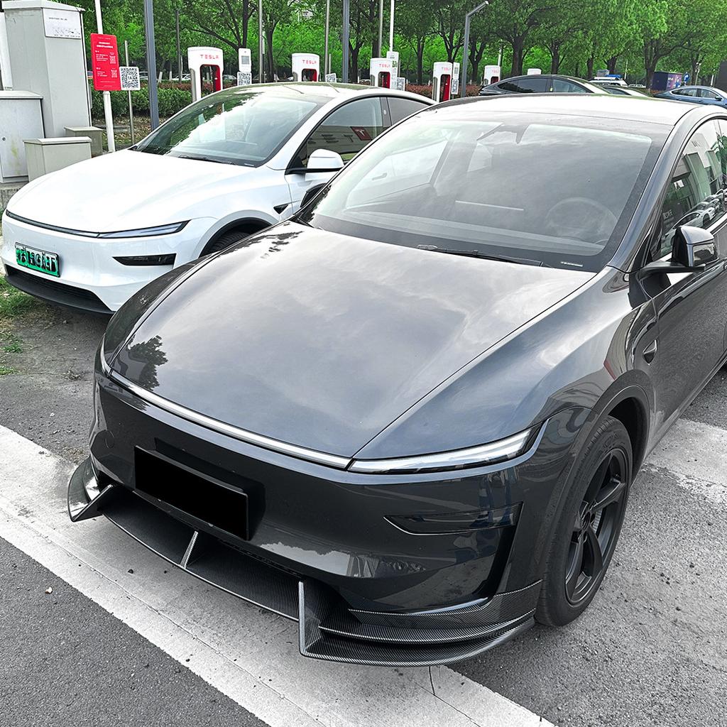 Car Front Bumper Lip Spoiler Diffuser Splitters BodyKit Aprons Cover Guard Trim For Tesla Model Y 2024 2025