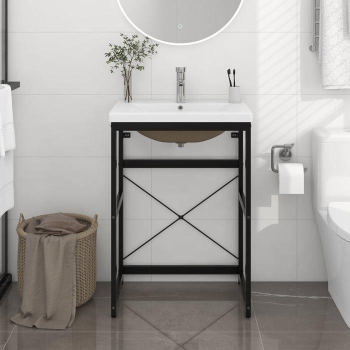 VidaXL Cadre de lavabo de salle de bain vasque à encastrer Noir Fer, cadre de lavabo, meuble de salle de bain, cadre console 3101389