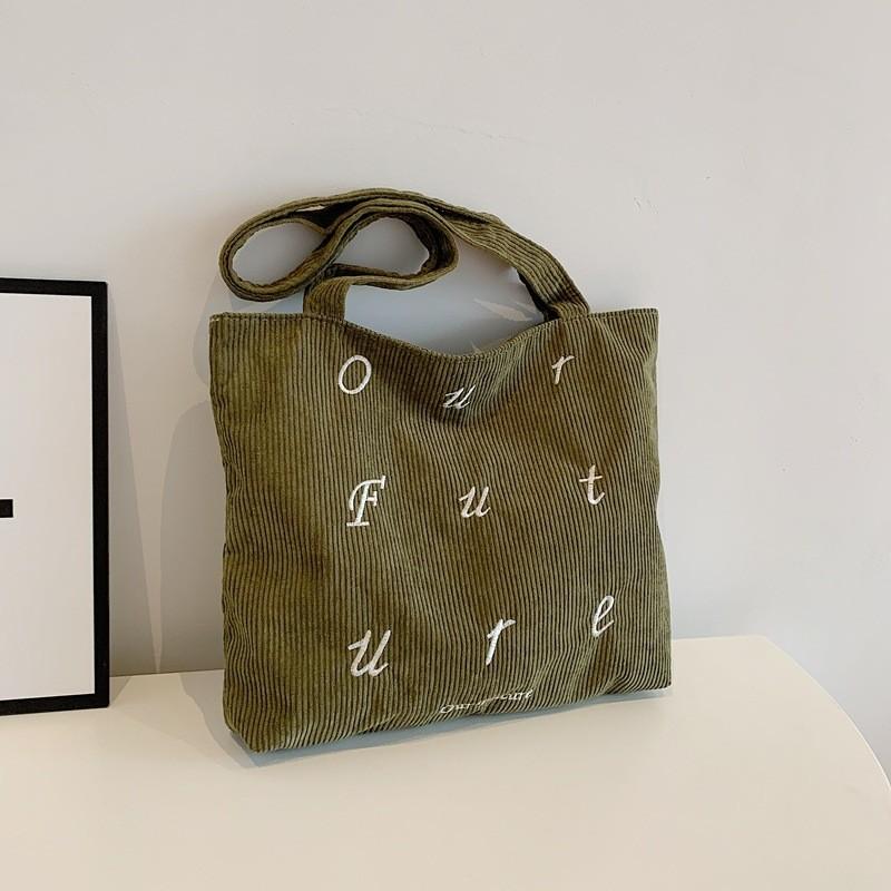 Stylish Korean Inspired Lazy College Student Tote Bag With Spacious Capacity For Everyday Use зелёный