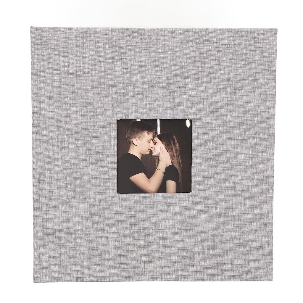 Linen Cover Photo Album with Front Window Self Adhesive DIY Scrapbook Large Capacity Picture Album