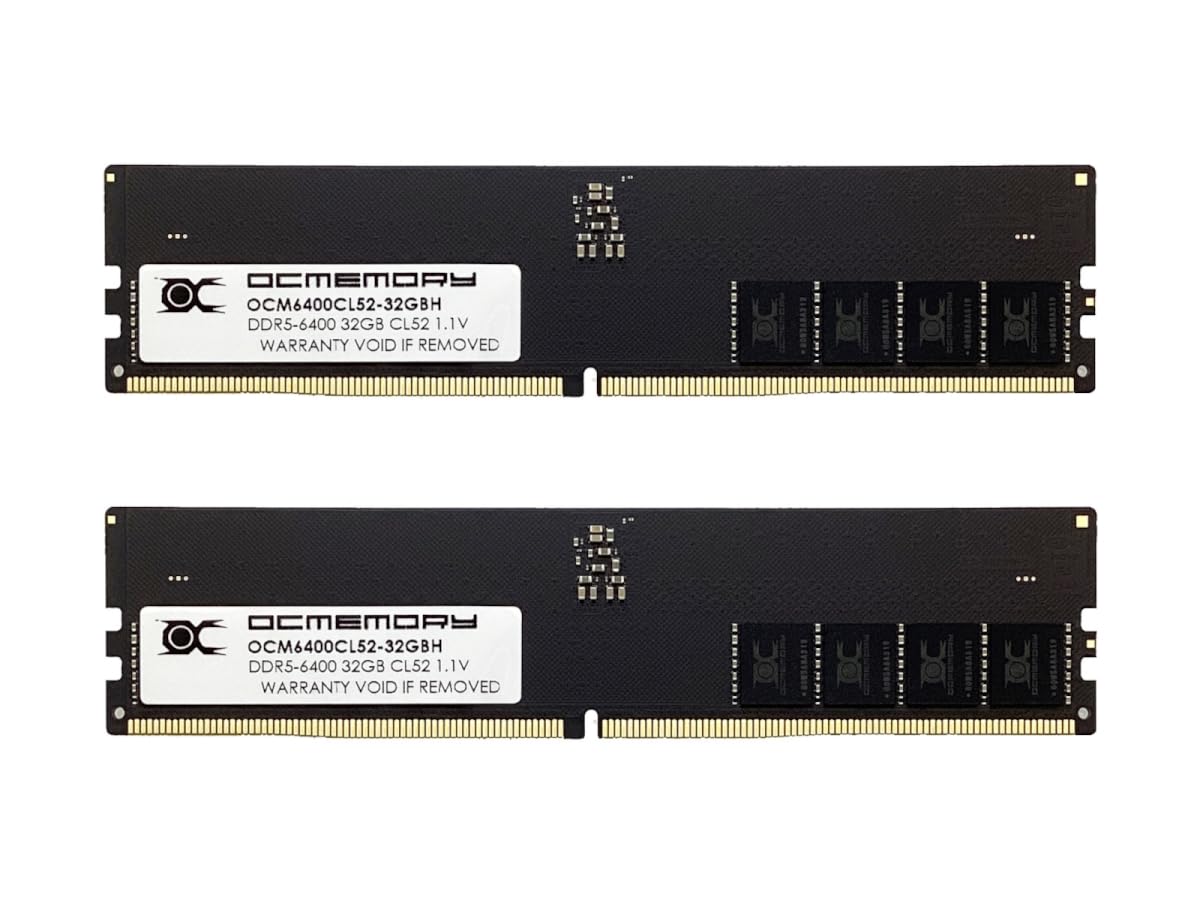 

OCMEMORY DDR5 Memory CL52 64GBKit x 2 Domestic regular warranty Bonus sticker included DDR5-6400 (32GB discs) OCM6400CL52D-64GBH