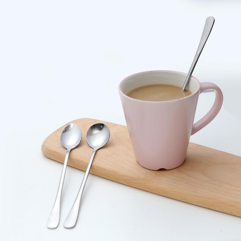 Coffee Spoon Ice Spoon Stainless Steel Round Spoon Long Handle Spoon Coffee Stirring Spoon Mug Spoon Korean Spoon