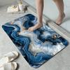 Blau-Grau-Gold Marmorprint Duschmatte, Abstraktes vergoldetes Steinstruktur-Rutschfestes Teppich, Waschbarer Luxus-Dekor-Teppich für Badezimmer