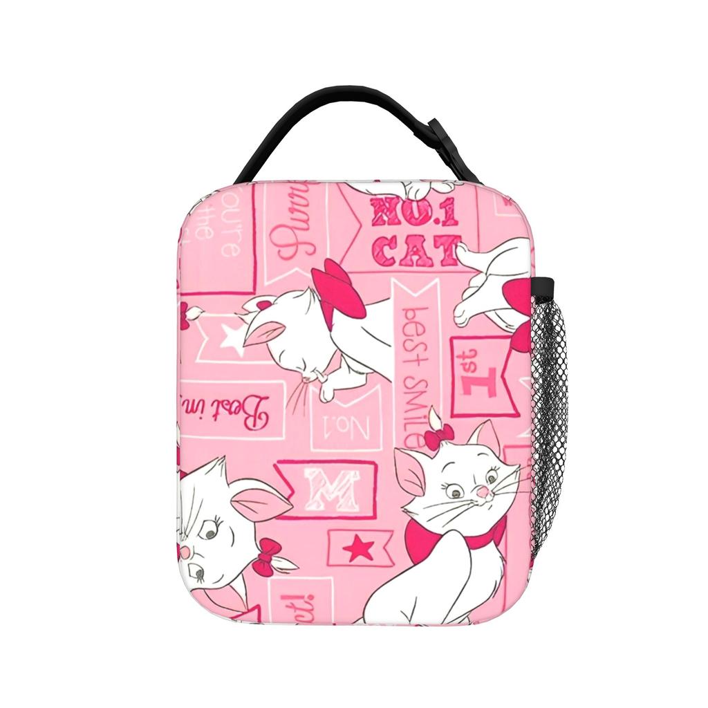 Maries Cat Insulated Lunch Bags Cooler Bag Reusable,Meal Container Cute Kitten Anime Large Tote Lunch Box Food Bag
