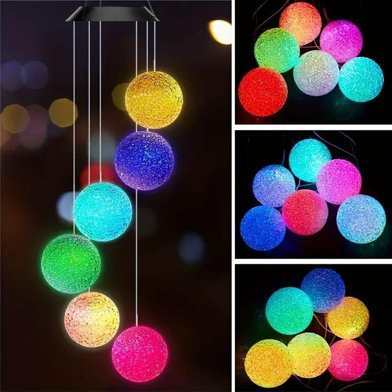 Xiaomi 1pc Solar Flying Pig/Particle Ball Wind Chime Lamp, Hanging Lamp, Colorful LED Outdoor Lighting Decoration Landscape Lamp