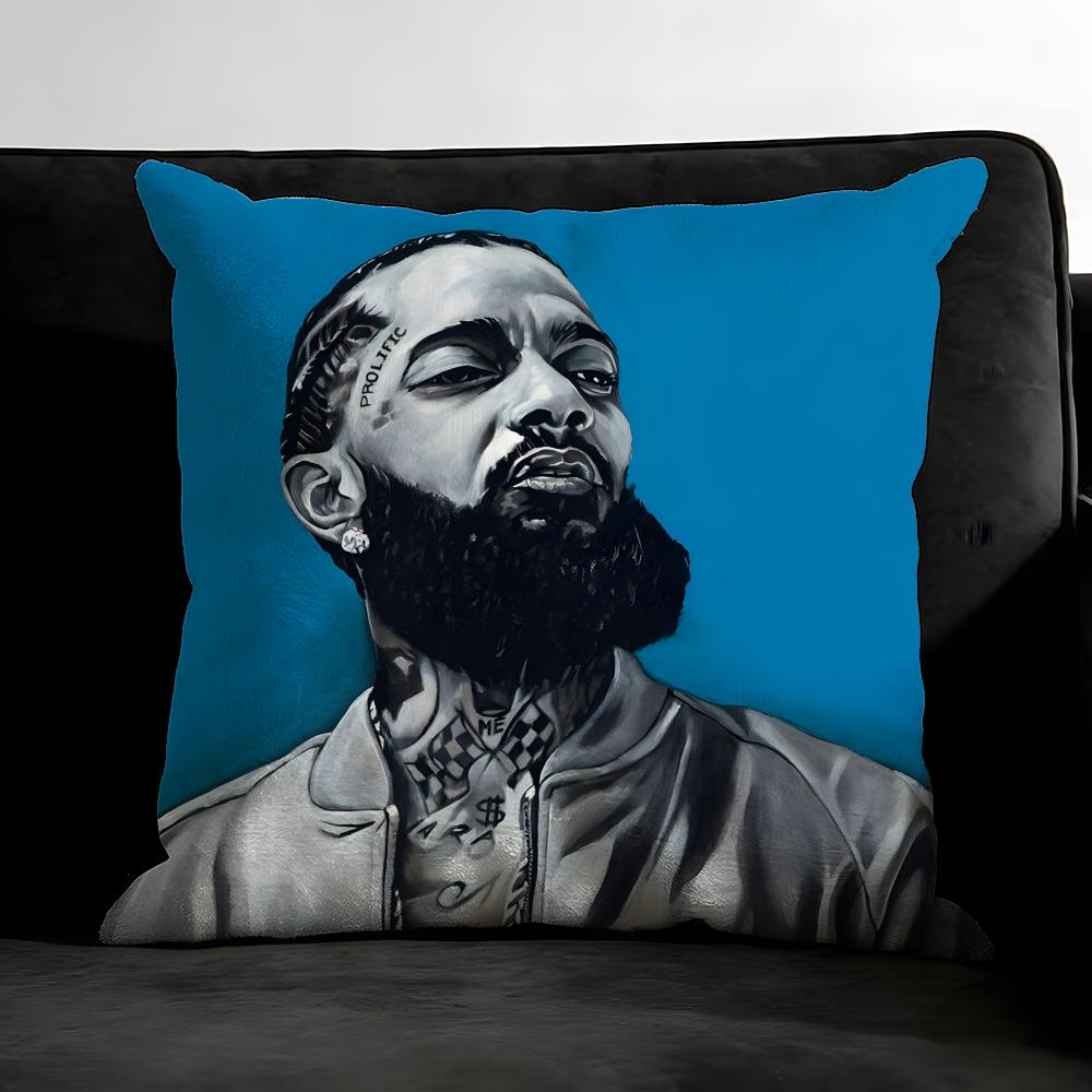 N-Nipsey Husslee Rapper Cushion Cover Pillowcase Ultra Soft Skin Friendly Fabric Cloud Like Comfort & Concealed Zipper