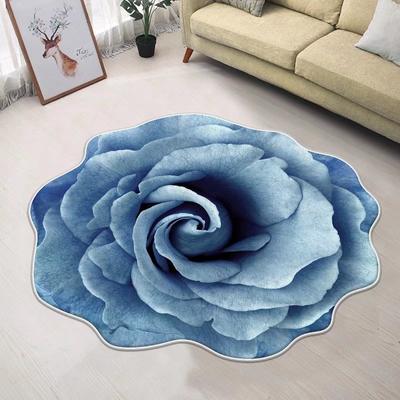 Tapis de Chaise Bleu Fleur Petit Tapis pour Salon Décoration Chambre Moderne Tapis de Sol Antidérapant Tapis de Zone d'Étude de Forme Spéciale 120cm