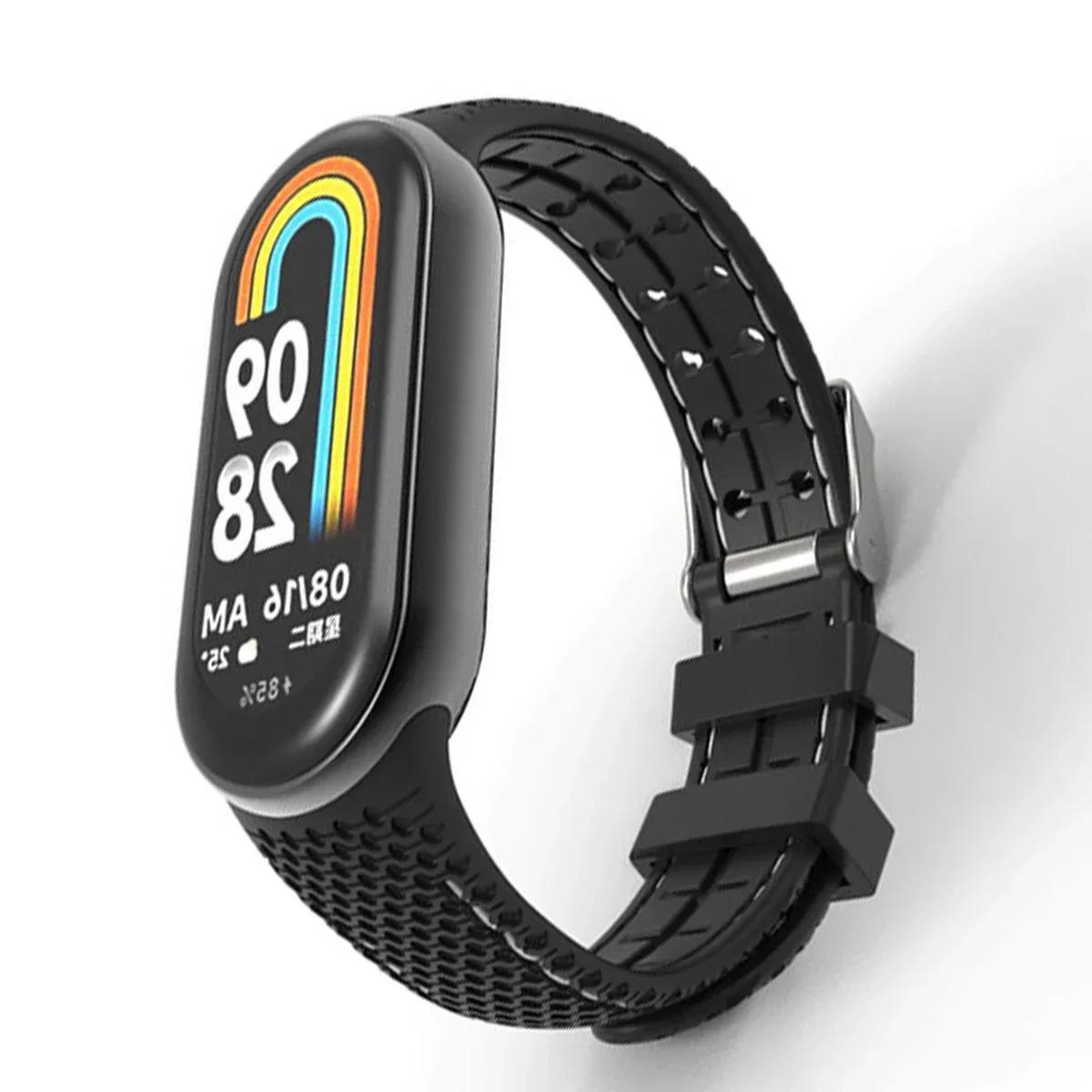 

NEW For Xiaomi Mi Band 8 9 Strap Breathable Silicone Smart Watchband Replacement Bracelet Watch Strap For Xiaomi Mi Band 8 Strap Mi Band 9nfc сірий