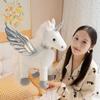Juguetes de Peluche de Unicornio Volador de Ensueño Relleno de Pie Unicornio con Alas Plateadas Muñeca Cálida Linda Muñeca para Calmar a los Niños Kawaii Decoración del Hogar
