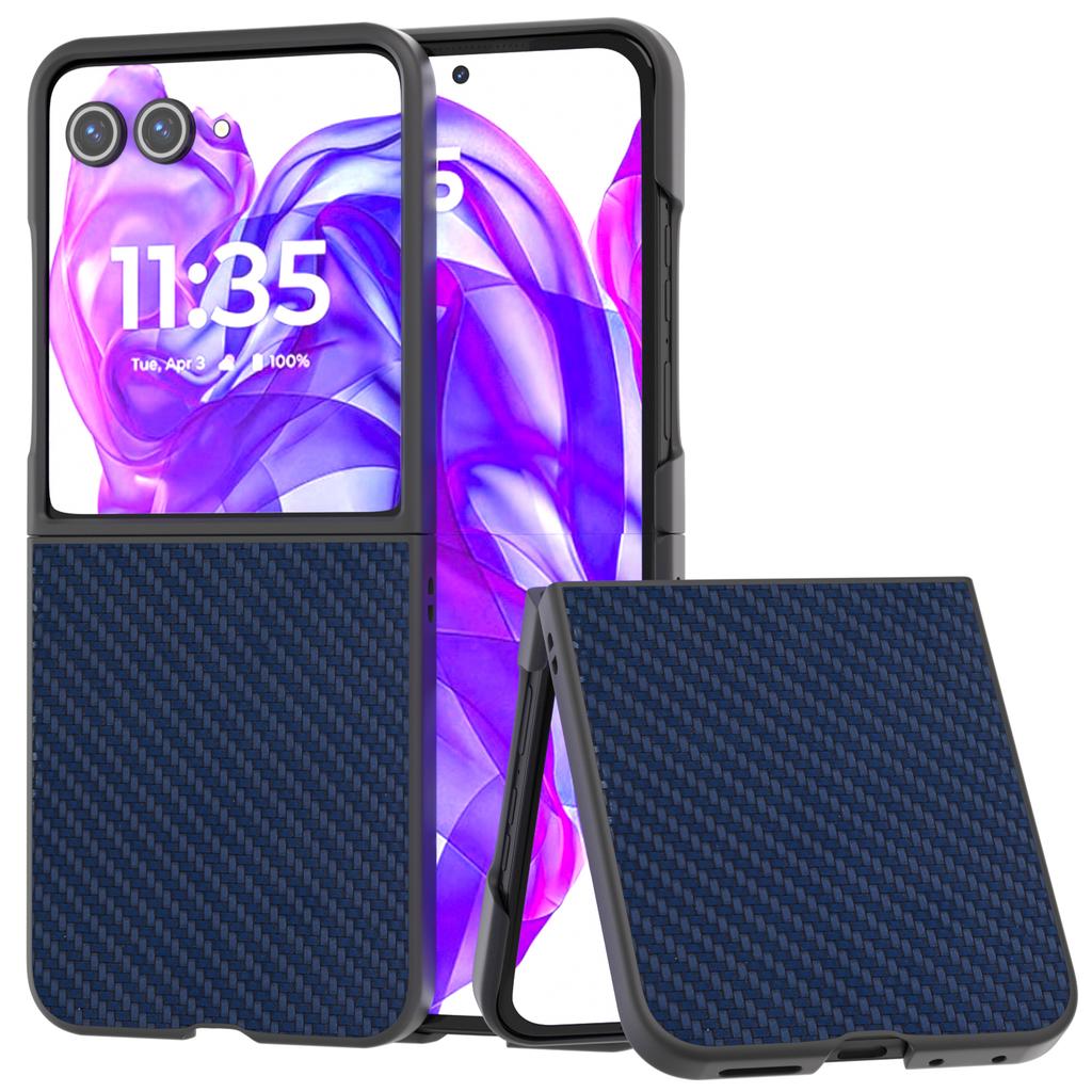 For Motorola Razr 50 Ultra 5G Phone Case Carbon Fiber Texture PU+PC Cover
