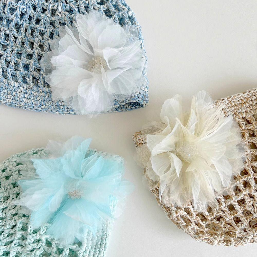 Bohemian Style Crochet Flower Hat Handmade Hollow Out Knitted Hat Retro Weave Cap  Girls