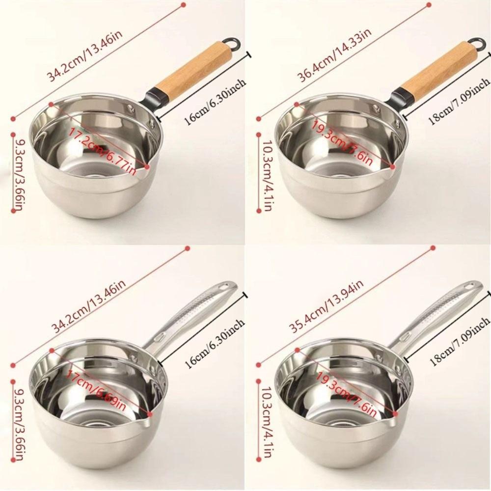 Multipurpose Water Scoops Wooden Handle Water Spoon Small Saucepan Soup Ladle  Kitchen Cooking