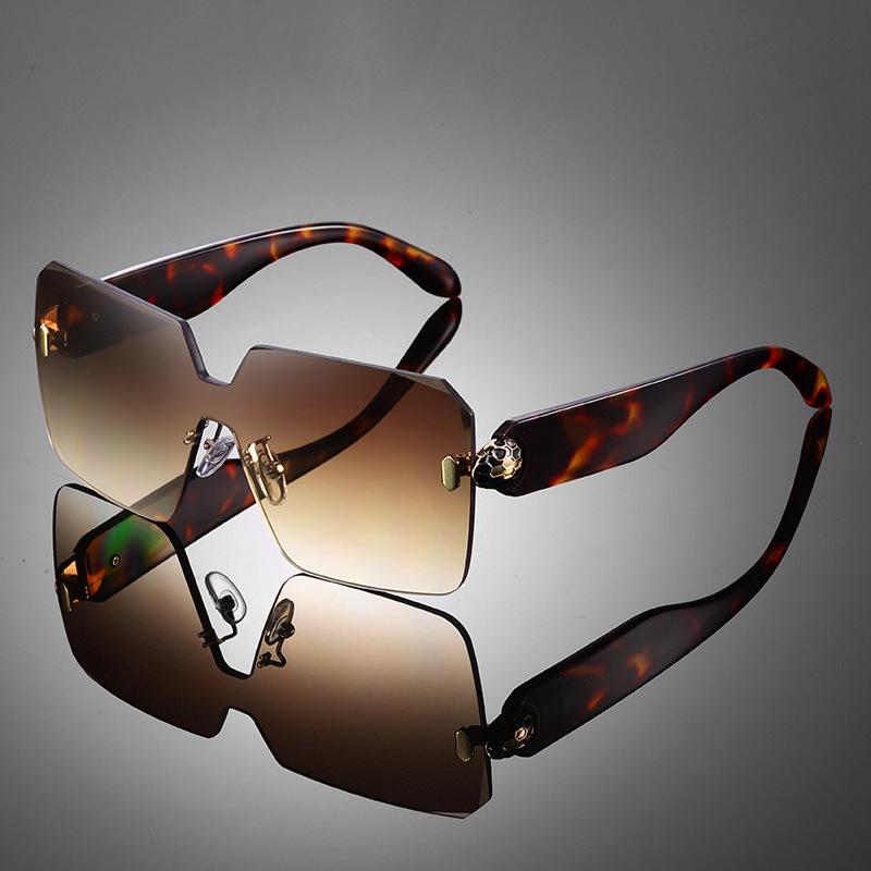 Rimless Gradient Sunglasses Large Frame UV Protection for Men  Women