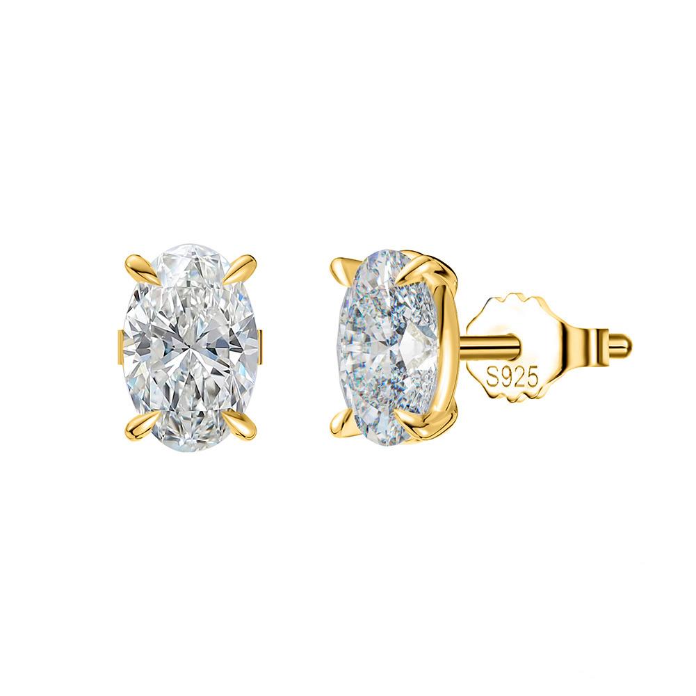 Women Stud Earrings 0.5-3ct Oval Moissanite with Passed Diamond Test S925 Silve Sparkling Jewelry Gift