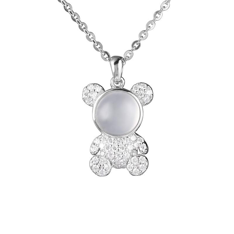 

Ожерелье из стерлингового серебра 925 пробы «Маленький медвежонок» - Женская подвеска «Бьющееся сердце», Рождественский подарок (N0258) 925 Silver