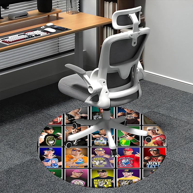 

Wrestling Superstar Chair mat Round Rug-Office carpet, Machine Washable, Non-slip, Suitable for Living Rooms, Bedrooms, Entryways, and Holid 80cm by 80cm