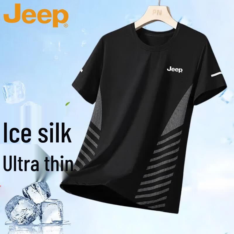 JEEP Men s Summer Ice-Cool Breathable Round Neck Short Sleeve T-Shirt 2XL