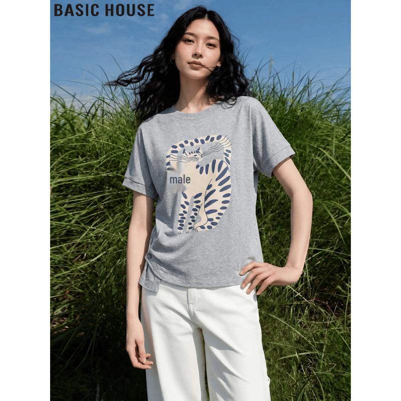 Basic House Women s Cartoon Print Short Sleeve T-Shirt XL