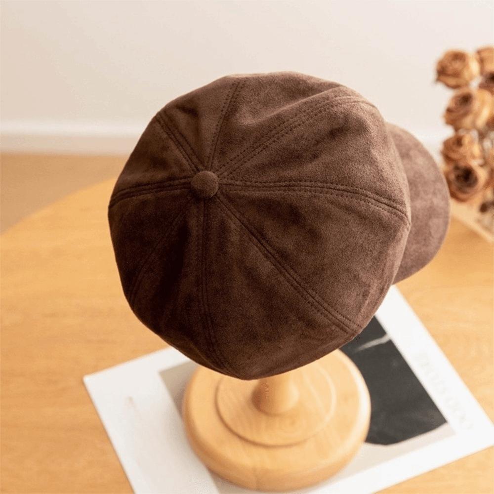 Flat Top Newsboy Hat Windproof Women Octagonal Hat Versatile Artist Hat  Girls