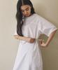 Between A And B Waist Ribbon Stripe Long Dress [White]