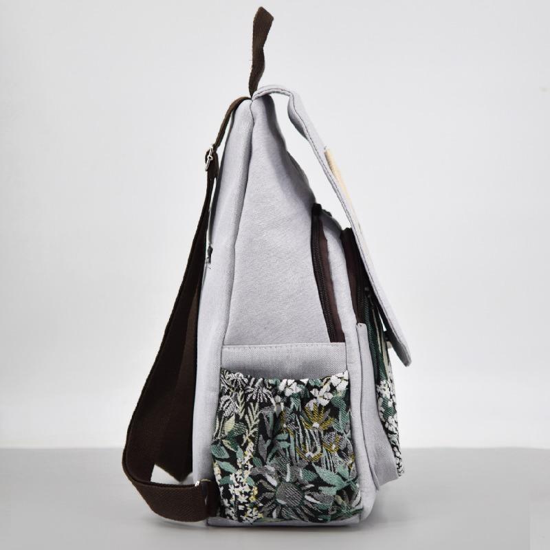 Large Capacity Canvas Literary Backpack National Style Bag Casual Lightweight Schoolbag for Female Students Hand-woven Bag Backpack