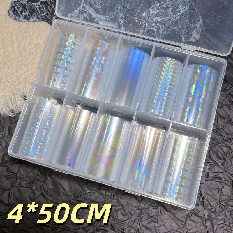 1 Set 10 Patterns Nail Foil Transfer Paper Metal Stickers For Professional DIY Nail Art Salon Home Decor