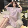Plus Size Cotton Princess-Style Nightdress, Summer, Short-Sleeve, Loose Fit, Up To 200 Lbs