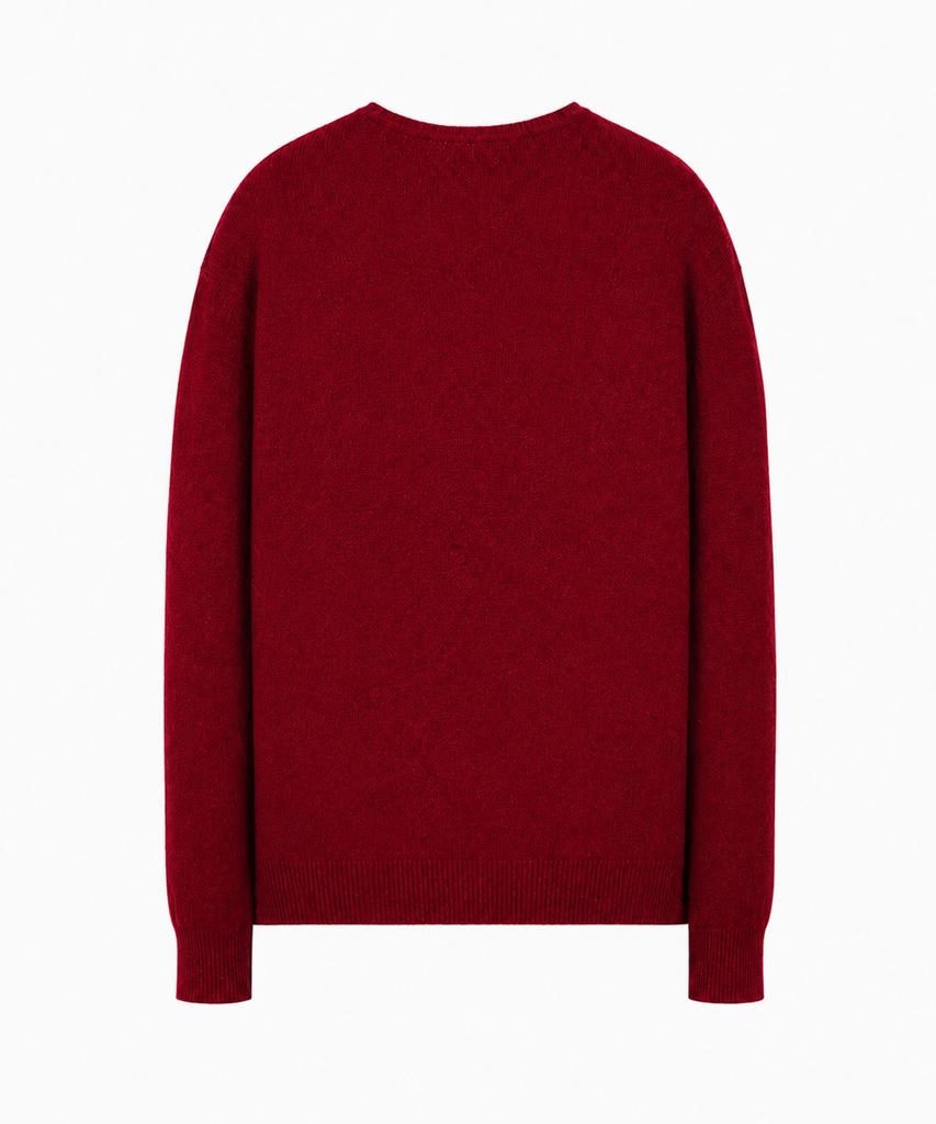 IL CORSO Lambswool Roll-Up V-Neck Knit Burgundy
