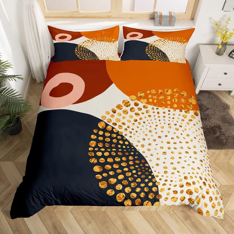Floral Abstract Geometric King Duvet Cover Boho Exotic Bedding Set Colorful Retro Flower Comforter Cover Polyester Quilt Cover