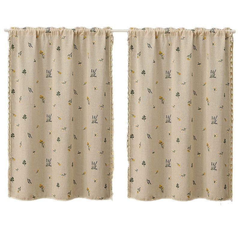 Japanese Door Curtain Linen Bedroom High-End Blocking Curtain Kitchen Partition Curtain Wheat Ear Embroidery Curtain Cotton And Linen Texture