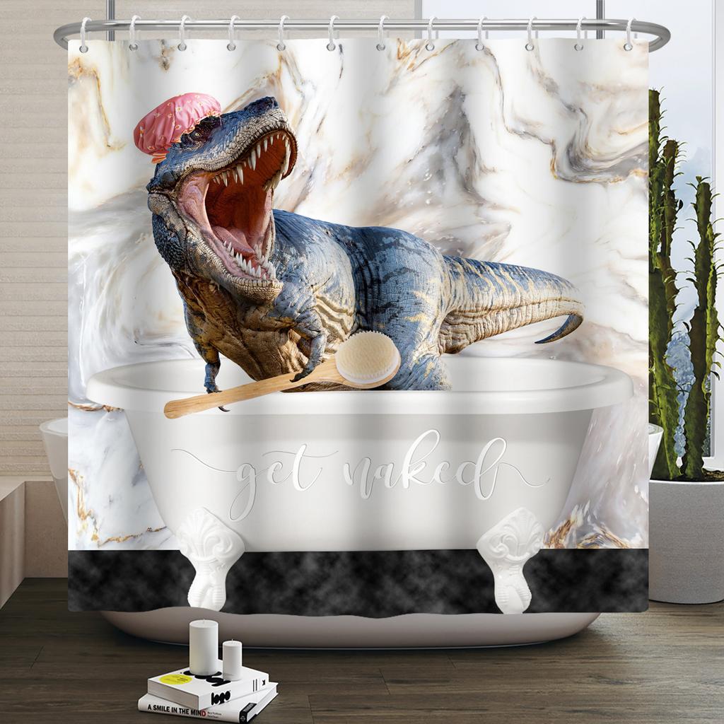 Funny Dinosaur Shower Curtain for Bathroom Cute Animal Cool Dinosaur Children Bathroom Curtain Waterproof Bath Curtain Decor