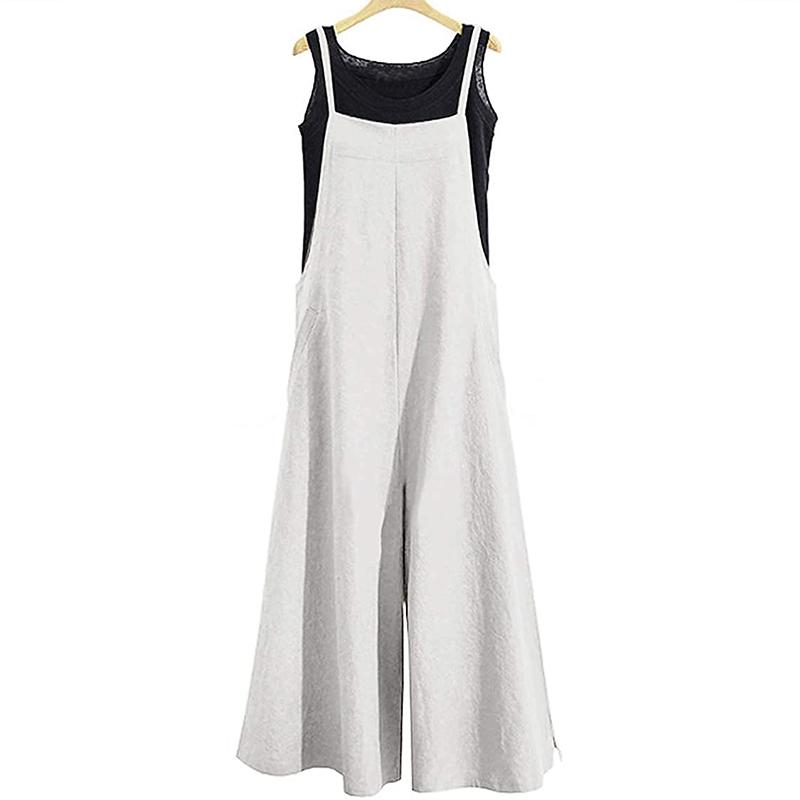 Plus-size Fashion Women's Loose Sleeveless Jumpsuits with Long Suspender Overalls Loose Jumpsuits with Wide Legs