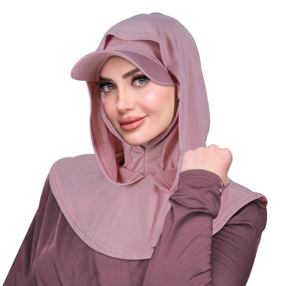 Classic Sun Protection Sun Hat with Hood Solid Color Wide Brim Neck Shade Cap Neck Protection Breathable Balaclava Hat Women
