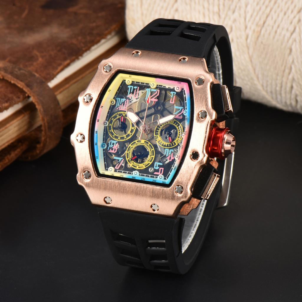 Barrel-shaped color quartz watch fashion business leisure silicone watch male student daily with calendar watch