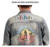Xintang Men's Loose Casual Denim Jacket with Lapel and Feature Print for Spring & Autumn 2025