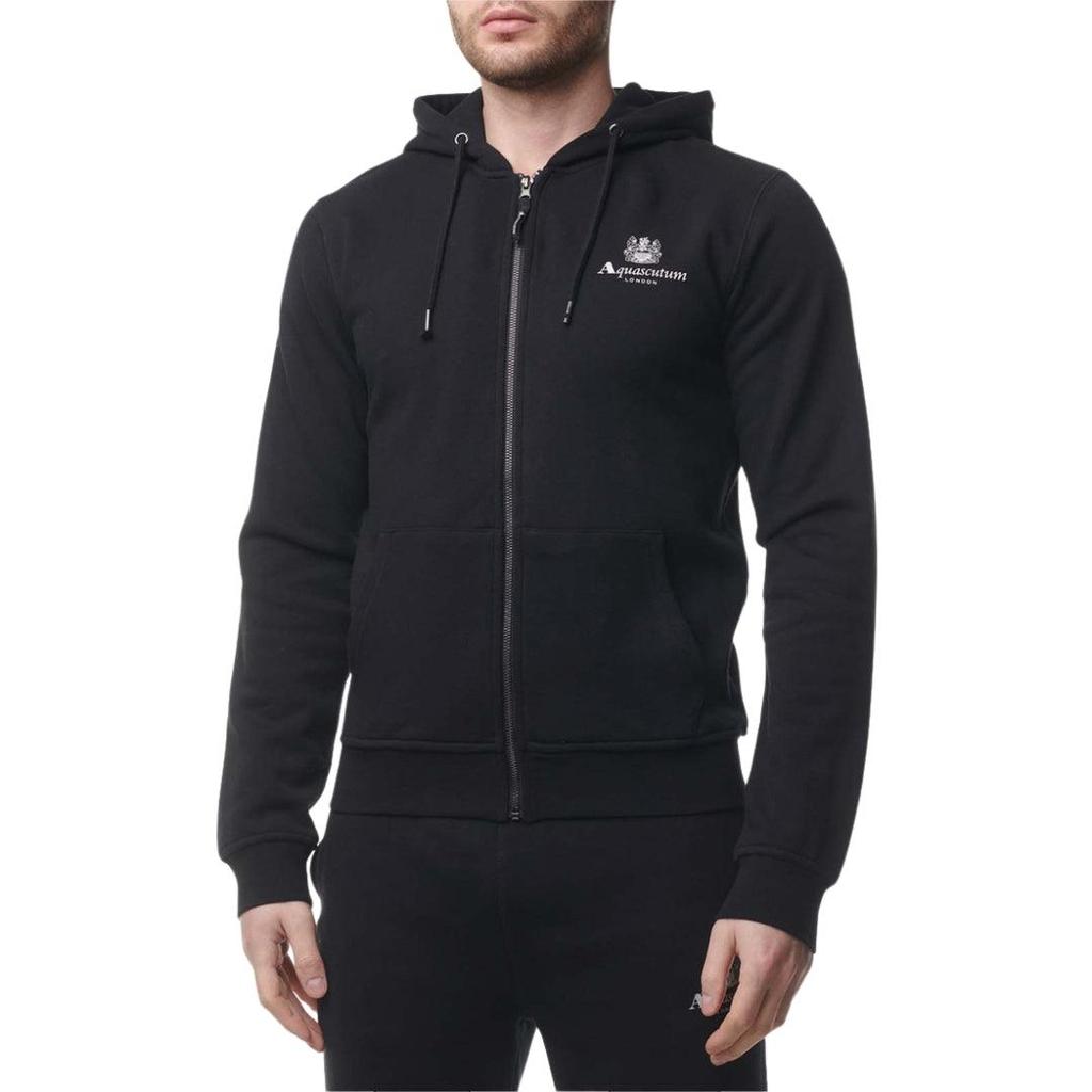 Aquascutum Herren Active Kapuzenpullover mit kleinem Logo und durchgehendem Reißverschluss