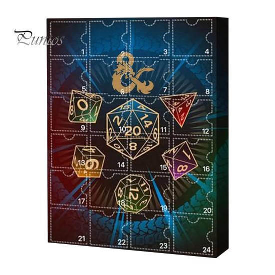 

DND Адвент Календарь 2024 Случайные Многогранные Кубики Календарь обратного отсчета 24 Дня Рождественские Миниатюры DND Фигурки Набор для Детей И Взрослых A