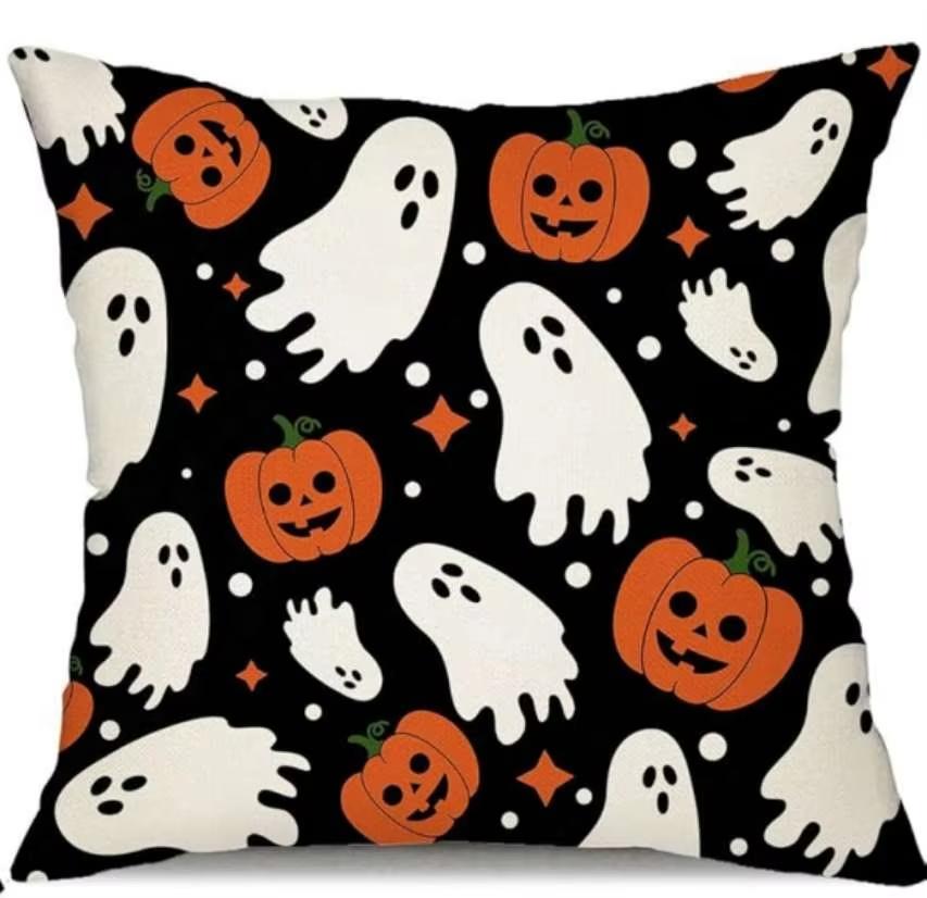 

Halloween Cute Ghost Cartoon Pattern Pillow Covers Decorative Home Double-sided Print Square Pillow Decoration Pillowcase 18x18Inch