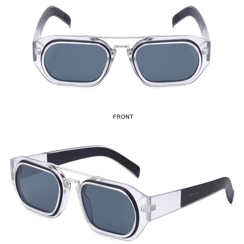 Gafas de sol para mujer Protección solar Protección UV Moda Retro Cuadrado Gafas de sol de doble haz Gafas de conducción para hombres Tiro en la calle Gafas de viajero