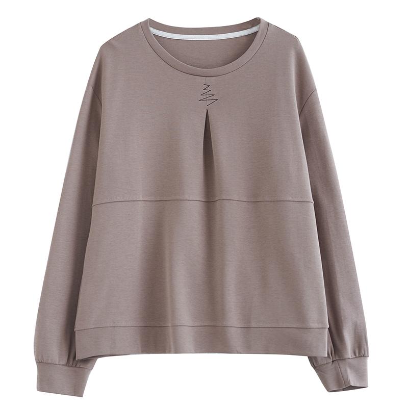 DIMANAF 2025 Autumn Plus Size T-Shirt Women Long Sleeve Pullover Hoodies Loose Tops Tees Shirt Cotton