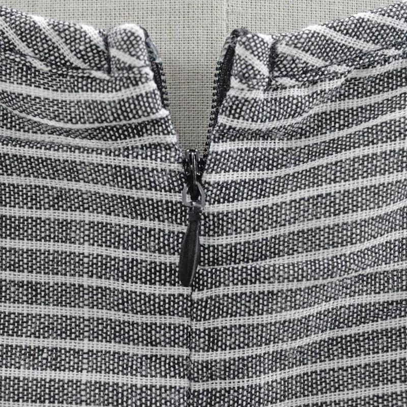 Striped Crew Neck Sleeveless Plus Size Slim-fit Dress