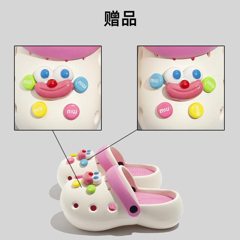 Cute cartoon hole shoes women wear platform spring and summer two wear bag head half slippers beach shoes L suitable for feet 40-41 3690₽