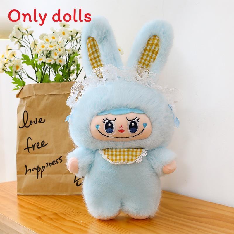 With Plush Doll Checkered Scarf And Lace Decoration For Kids And Gift